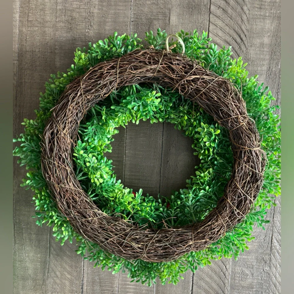 Holiday Wreath Bundle Classic Green Wreath + Candy Cane Accent Christmas Décor